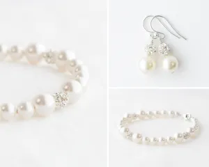 Pearl Bridesmaid Jewelry Set of 5, Bridesmaid Gift Set of 5