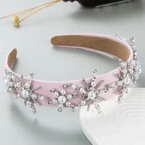 Pink Crystal Beaded Satin Hairband