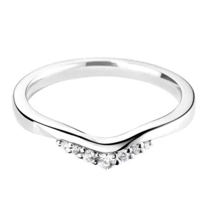 Platinum Tiara Shaped Diamond Wedding Ring - 0.09ct