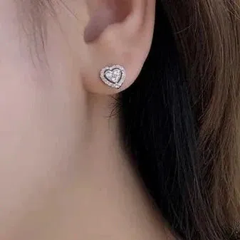 Silver Heart Earrings | Cubic Zirconia Earrings